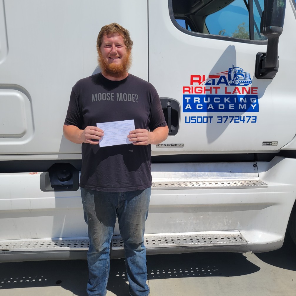 Right Lane graduate with their CDL result