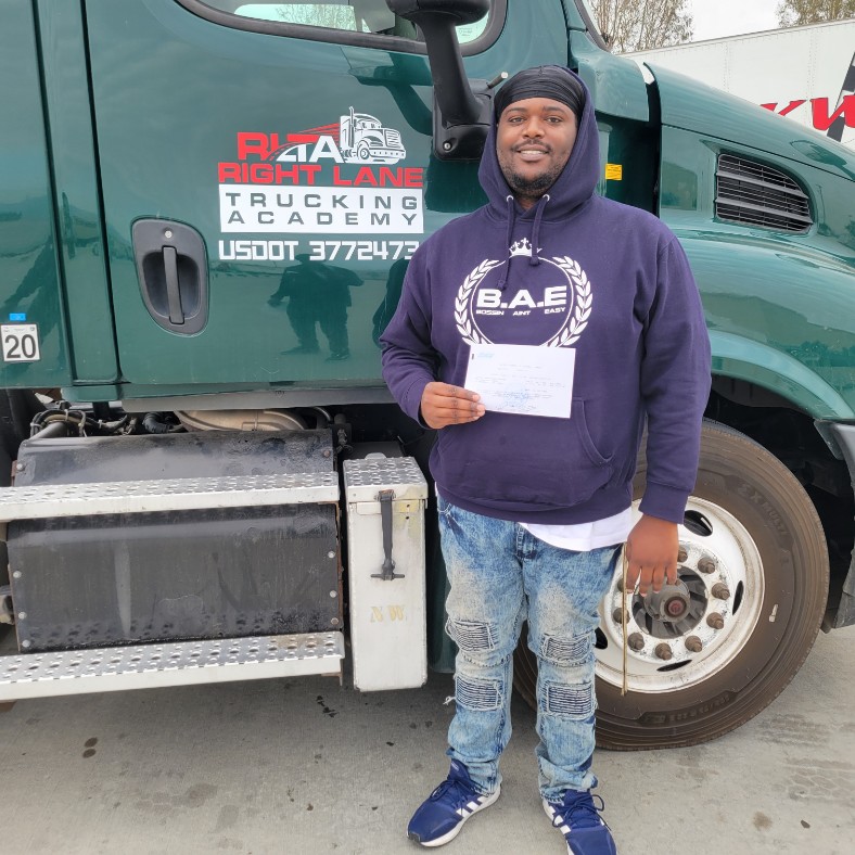 Right Lane graduate with their CDL result