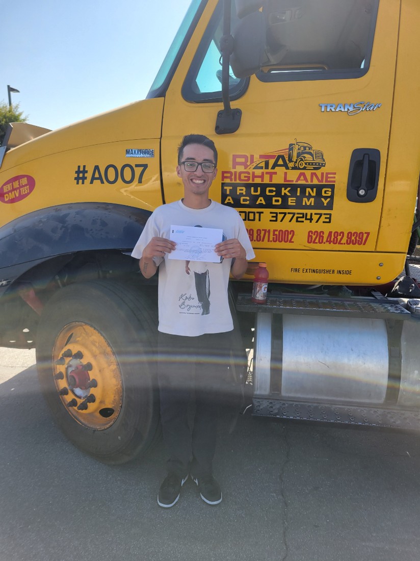 Right Lane graduate with their CDL result