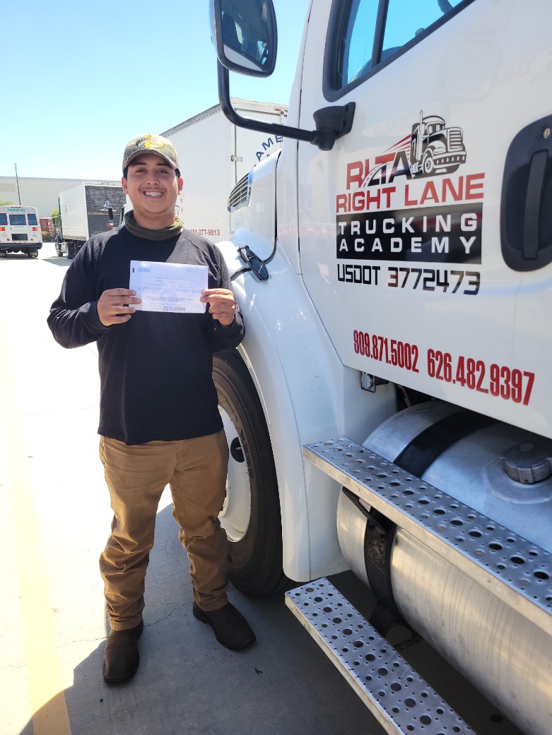 Right Lane graduate with their CDL result