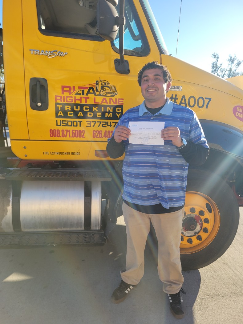Right Lane graduate with their CDL result