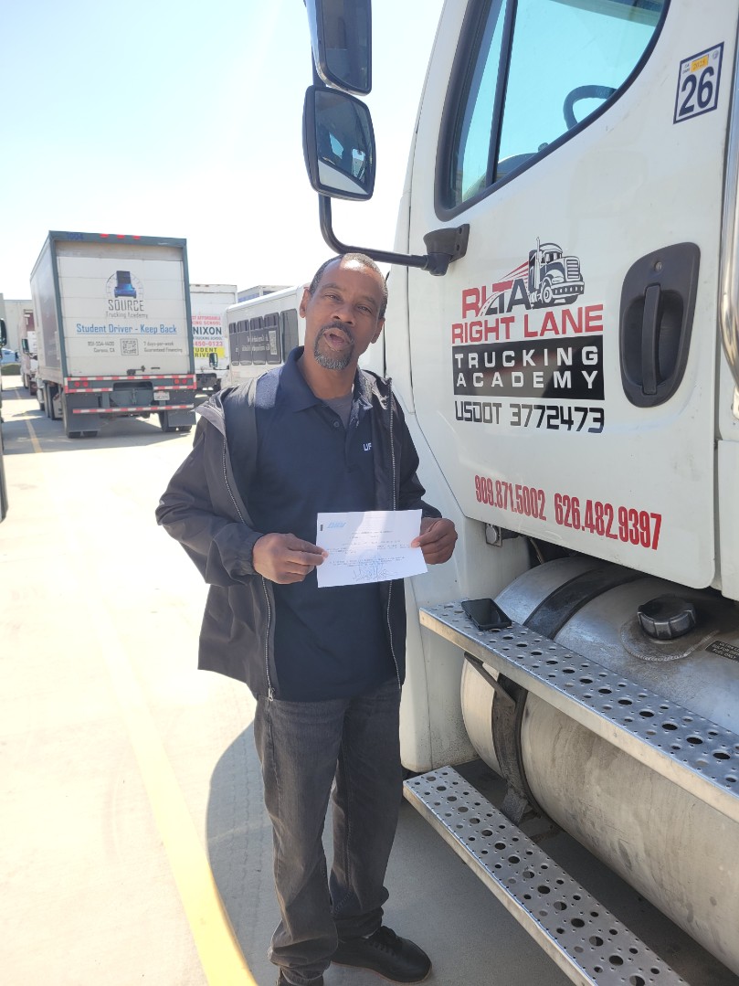 Right Lane graduate with their CDL result