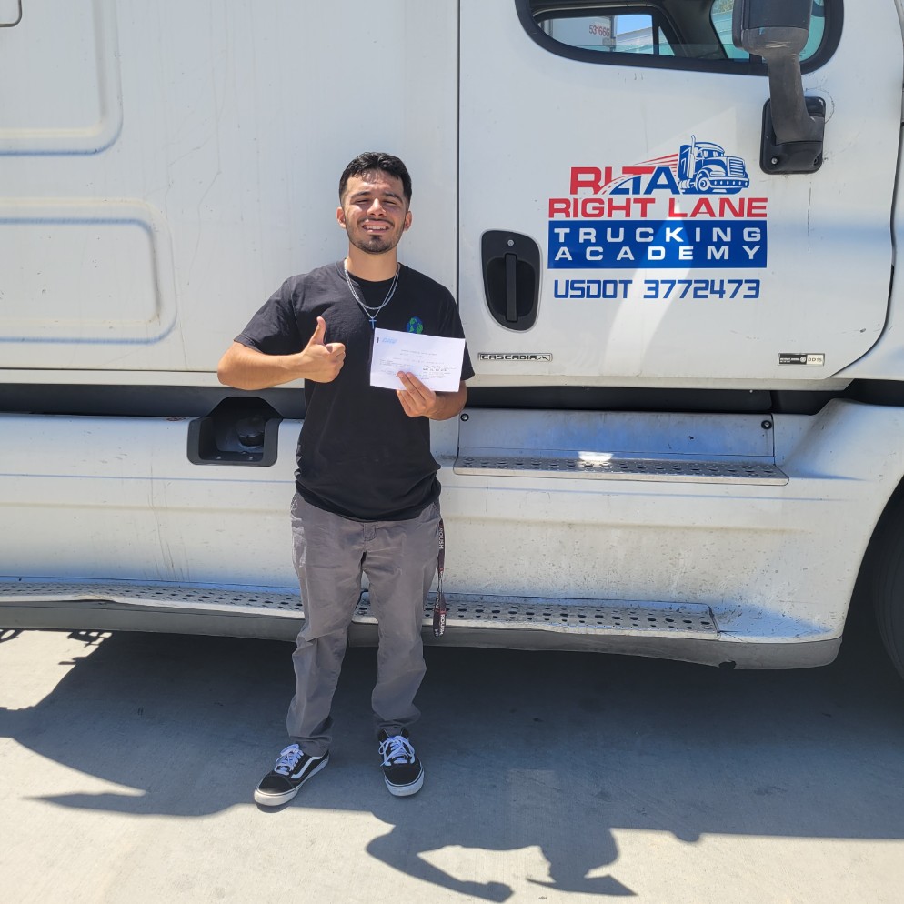 Right Lane graduate with their CDL result