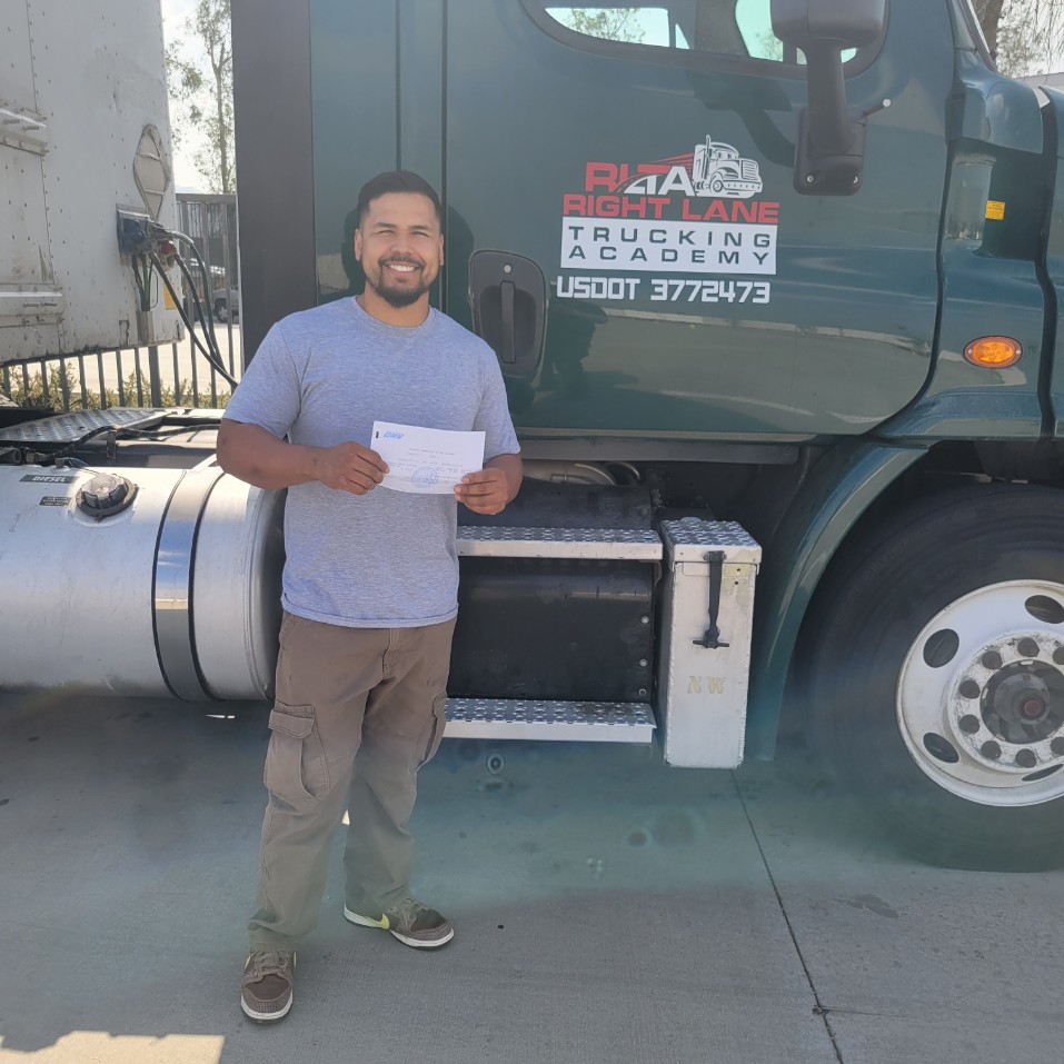 Right Lane graduate with their CDL result