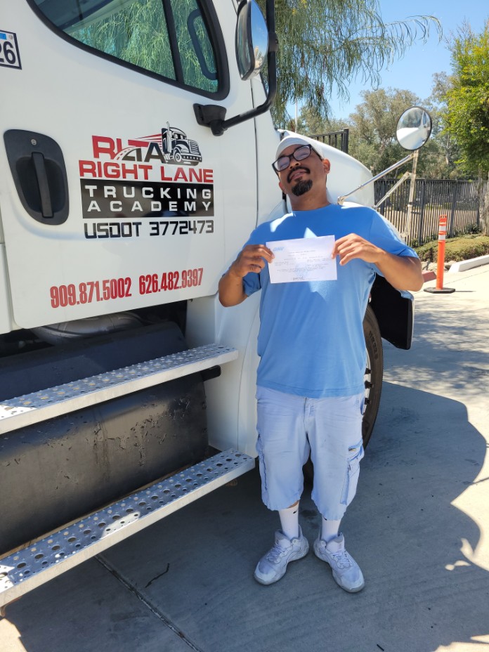 Right Lane graduate with their CDL result