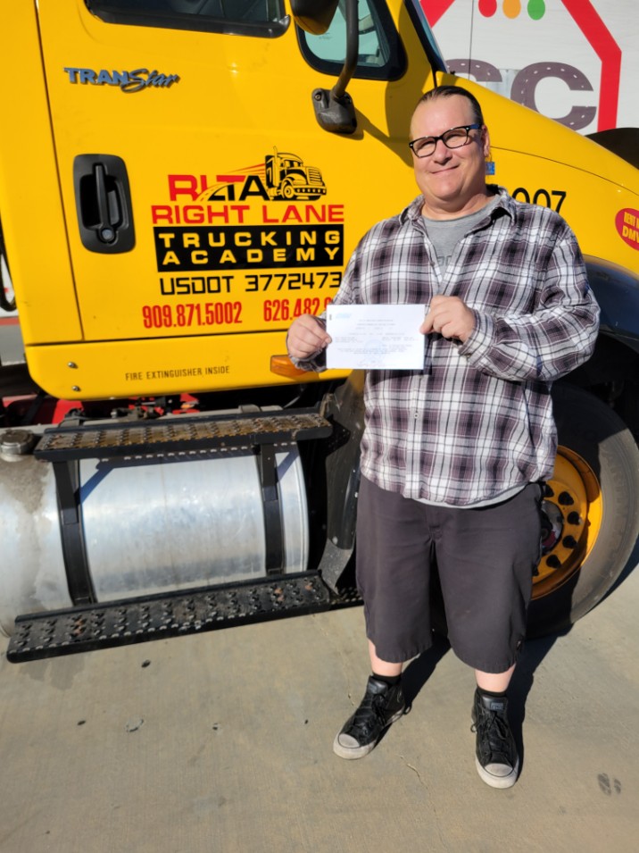 Right Lane graduate with their CDL result