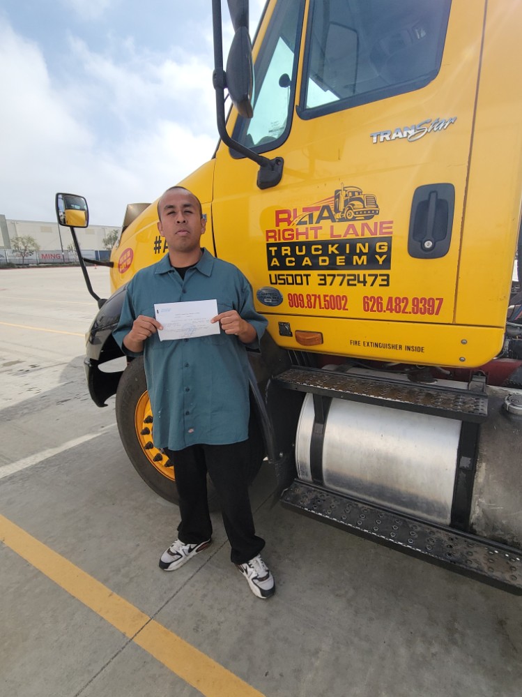 Right Lane graduate with their CDL result